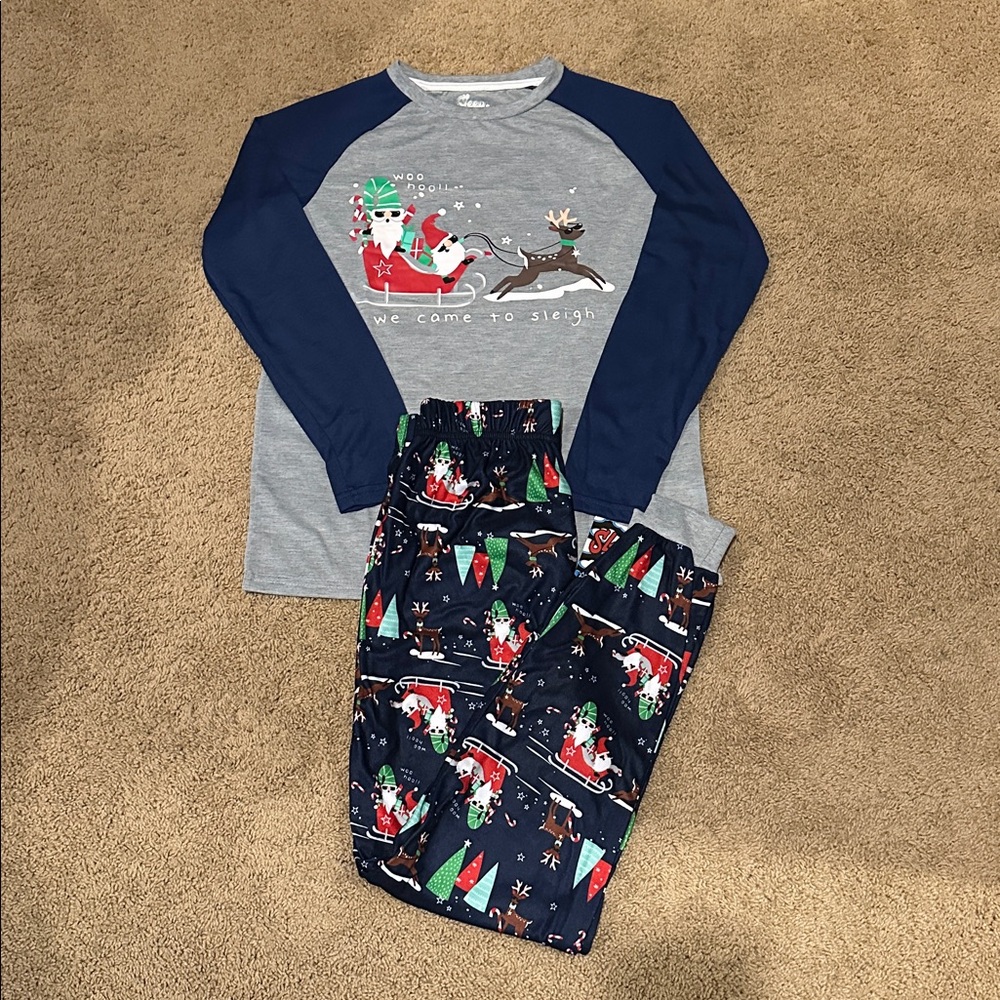 Christmas Sleep On It 2 Pc Pajama Set - Holidays "We Came To Sleigh Woo Hoo" NWT
